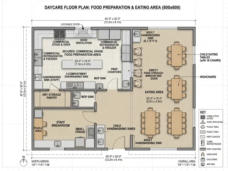 Daycare Floor Plan: Layout Ideas, Space Planning &Amp; Setup Tips 31 Daycare Floor Plan Food Preparation And Eating Area
