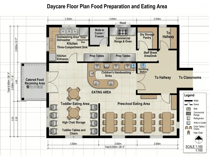 Daycare Floor Plan: Layout Ideas, Space Planning &Amp; Setup Tips 30 Daycare Food Preparation And Eating Area Floor Plan
