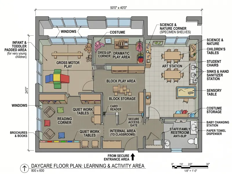 Daycare Floor Plan: Layout Ideas, Space Planning &Amp; Setup Tips 25 Daycare Learning And Activity Area Floor Plan