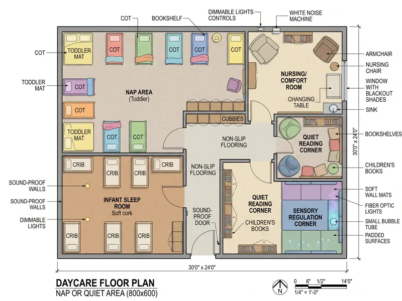 Daycare Floor Plan: Layout Ideas, Space Planning &Amp; Setup Tips 26 Daycare Nap Or Quiet Area Floor Plan
