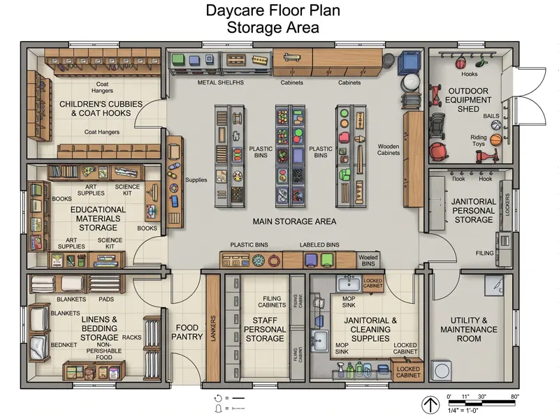 Daycare Floor Plan: Layout Ideas, Space Planning &Amp; Setup Tips 33 Daycare Storage Area Floor Plan
