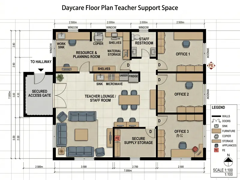 Daycare Floor Plan: Layout Ideas, Space Planning &Amp; Setup Tips 34 Daycare Teacher Support Space Floor Plan