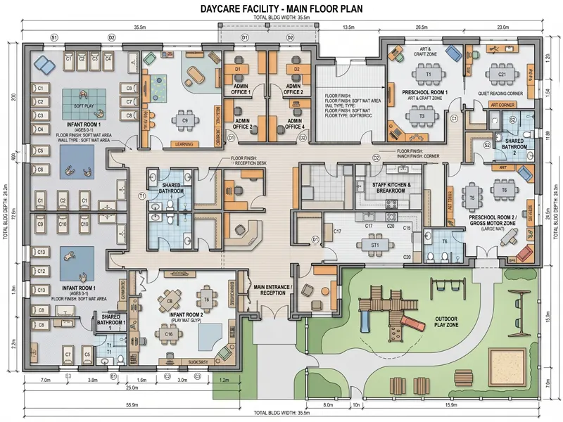 Daycare Floor Plan: Layout Ideas, Space Planning &Amp; Setup Tips 9 Large Daycare Floor Plan