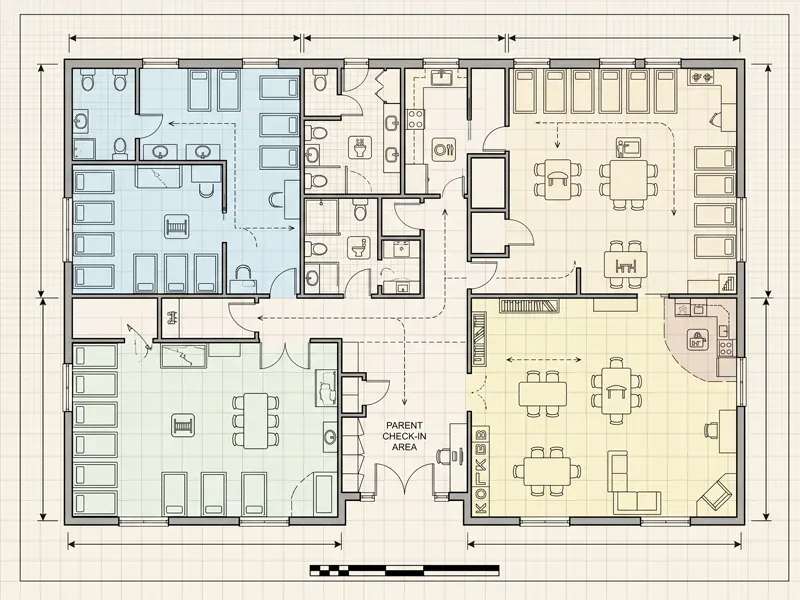 Daycare Floor Plan: Layout Ideas, Space Planning &Amp; Setup Tips 7 Medium Sized Daycare Floor Plan Layout