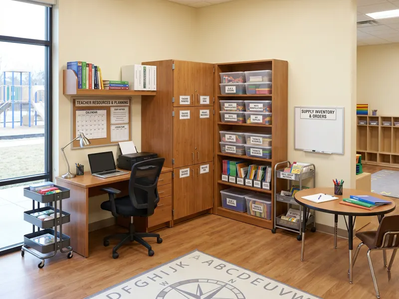 Preschool Classroom Layout: A Practical Guide For Functional Early Learning Spaces 20 Preschool Storage And Teacher Environment