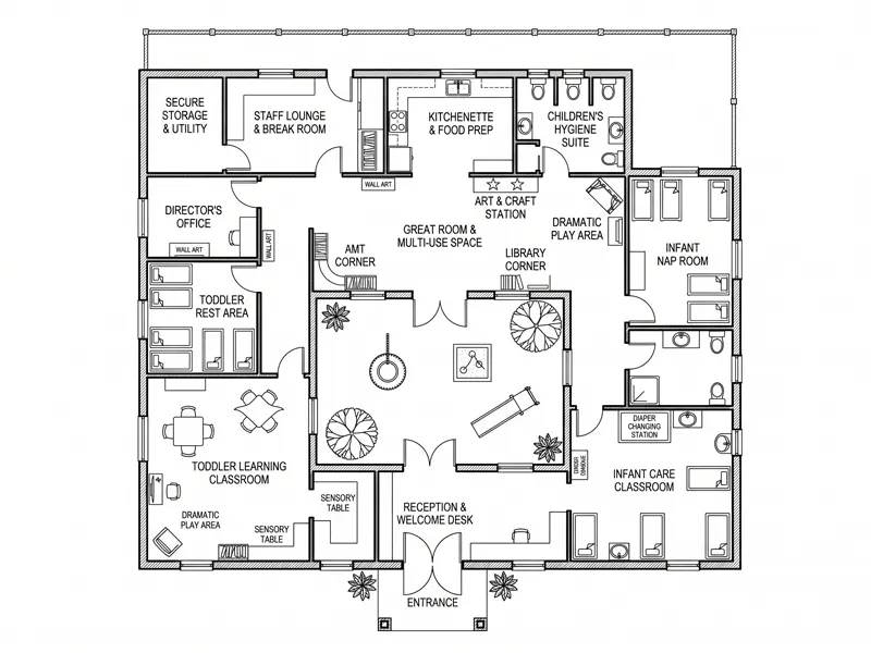 Daycare Floor Plan: Layout Ideas, Space Planning &Amp; Setup Tips 4 Small Daycare Floor Plan Ideas