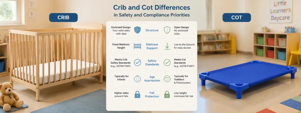 Crib Vs Cot: What Daycare Centers Need To Know Before Choosing Sleep Furniture 4 Crib And Cot Differences In Safety And Compliance Priorities