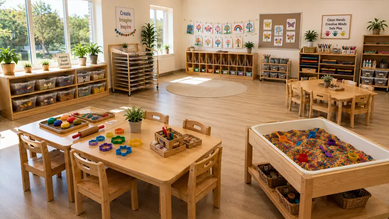 How To Set Up An Art Center In Preschools And Early Childhood Classrooms 11 Art Center Sensory And Tactile Materials