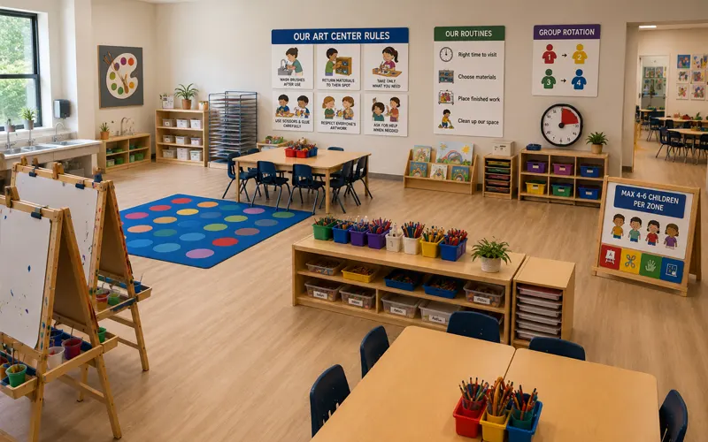 How To Set Up An Art Center In Preschools And Early Childhood Classrooms 12 Establish Rules And Routines In Your Art Center
