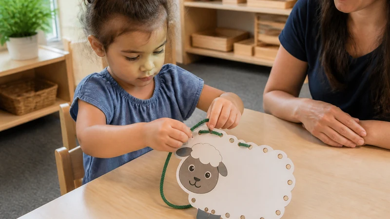 20 Fine Motor Activities For Preschoolers That Build Real Classroom Skills 16 Preschooler Lacing A Thick Cord Through A Sturdy Animal-Shaped Card