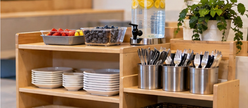 How To Set Up A Self-Service Snack Station In Preschool 4 Snack Station Furniture Setup