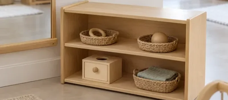 How To Plan A Montessori Nido Environment For Infants 4 Nido-Low-Shelf-And-Mirror-Wide