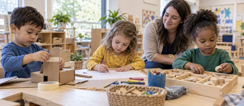 Makerspace Design: How To Create A Creative Learning Space In Preschool 6 Preschool Teacher Observing Children And Supporting A Collaborative Makerspace Activity